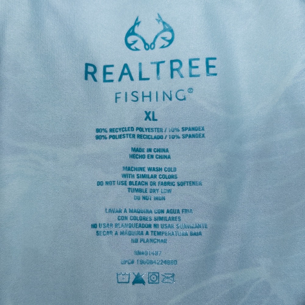 Realtree Fishing Top Womens XL Teal Aqua Floral Hooded Sun Shirt Performance - Picture 7 of 7